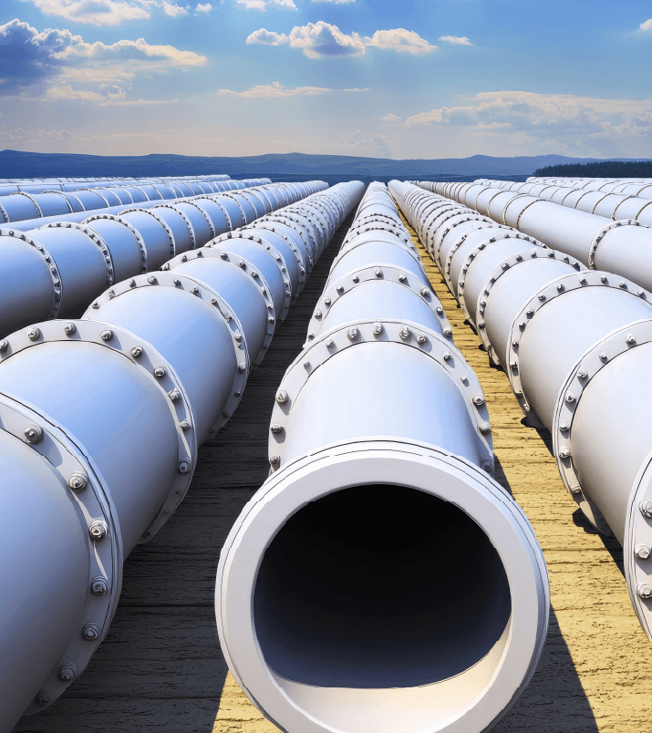 white pipeline with sky line in the background