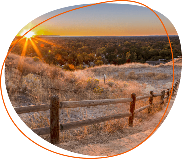 Sunset along trail overlooking the City of Boise